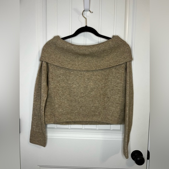 NWT Aritzia Babaton Bustle Sweater - Heather Bone / Tan - Picture 6 of 8